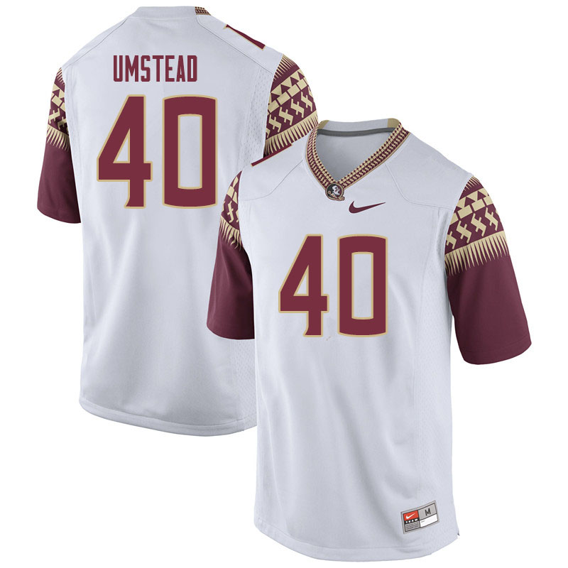 Men #40 Ethan Umstead Florida State Seminoles College Football Jerseys Sale-White - Click Image to Close
